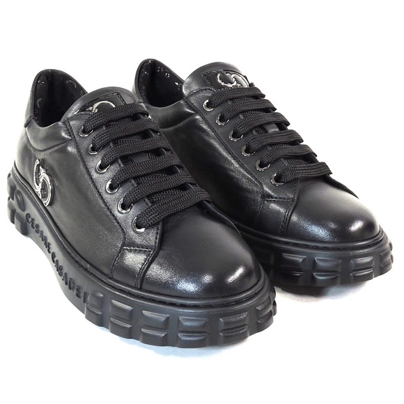 CASADEI 🇮🇹 WOMEN"S BLACK SOFT LEATHER COMFORT FASHION SNEAKERS - Picture 2 of 8